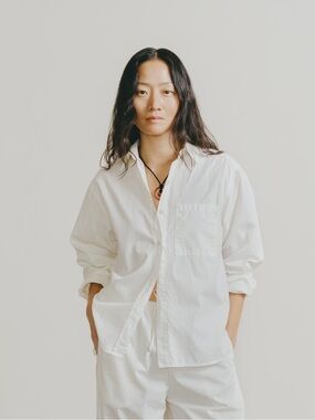 OZMA Marcie Shirt Organic Cotton Natural Women's White Button-Down Cotton Shirt